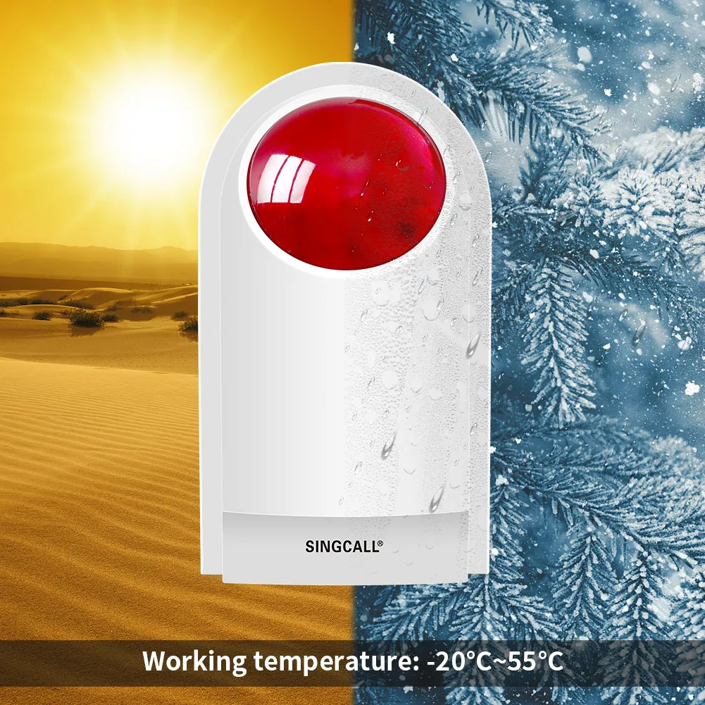 SINGCALL Strobe Siren Panic Alarm System Flash Loud Outdoor SOS Alert Siren with 2 Big Emergency Button for Store Hotel Jewelry