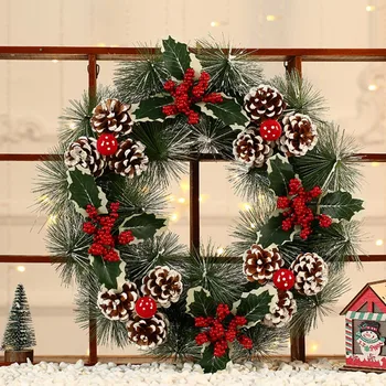 

1pcs Christmas Wreath Vine Ring Pendant Xmas Party Wall Window Hanging Garland Outside Decor Home Decor