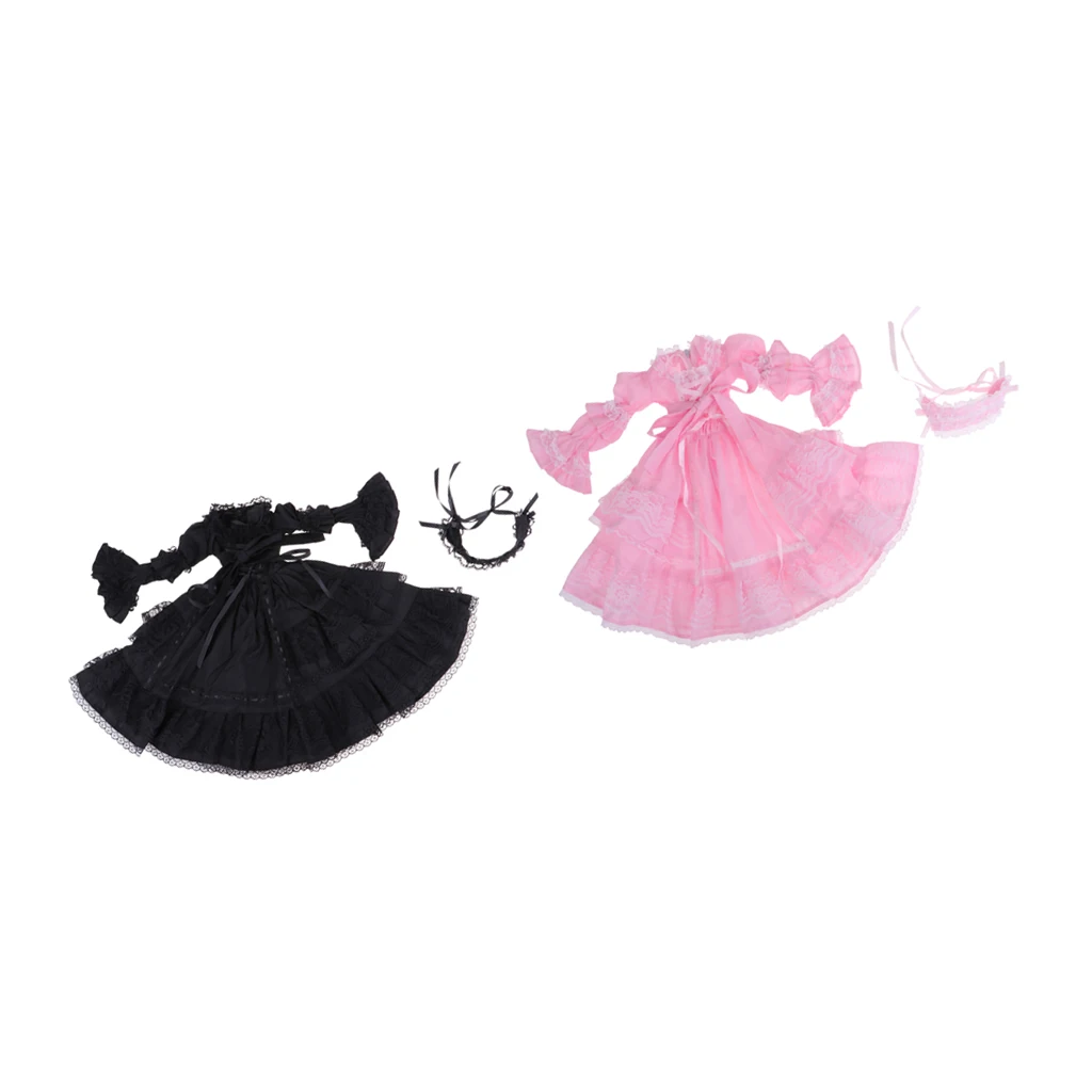 Gothic Lace Dress with Headband for 1/3 60cm Night Lolita BJD SD Dolls Gothic Lace Dress with Headband for 1/3 60cm Night Lolita BJD SD Dolls