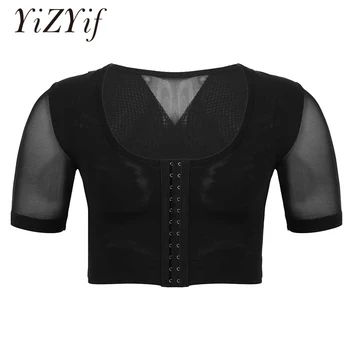 

Deep U Neck Short Sleeves Shapewear For Men Gynecomastia Compression Shirts Men Shaper Chest Binder Crop Tops Tight Underwear