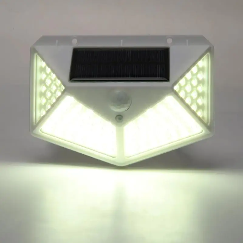 100LED четырехсторонний настенный светильник с датчиком движения на солнечной энергии, наружный садовый светильник