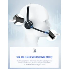  Mpow HC3 Bluetooth 5.0 Headphone Dual Noise Cancelling Microphone Clear Wireless&Wired Headset For PC Laptop Call Center Phones 