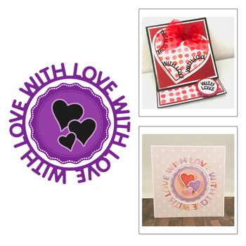 

2020 New Hot Valentines Circle Lace Heart WITH L0VE Metal Cutting Dies For and Scrapbooking Foil Card Making Crafts no stamps