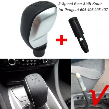 

5-Speed Gear Shift Knob Head Shifter Black Silver for Peugeot 605 406 205 407