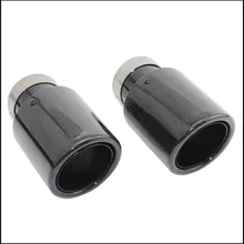 Mobil Styling Knalpot Pipa Ekor Glossy Karbon Muffler Tip Tail End Universal Stainless Steel Keriting Hitam untuk BMW E90(China)