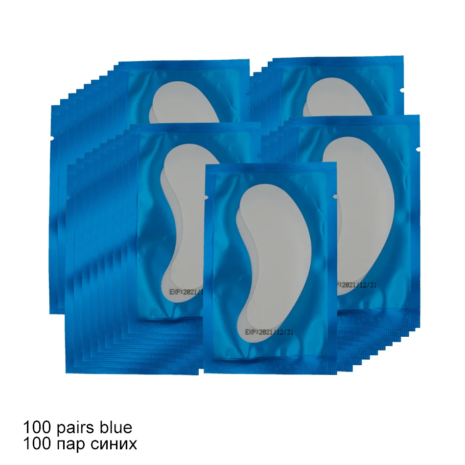 100 Pairs Blue 50/100 пар бумажные накладки для наращивания ресниц увлажняющие глазные накладки ресницы под глазные накладки привитые без ворса наклейки для глаз инструмент для макияжа - Цвет: 100 Pairs Blue