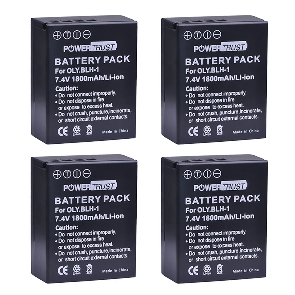 PowerTrust 2 шт. BLH-1 BLH1 BLH 1 сменная батарея и ЖК-USB двойное зарядное устройство для камеры Olympus E-M1 Mark II - Цвет: 4battery