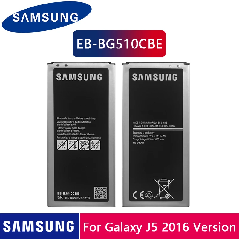 

Samsung Original Battery EB-BJ510CBE For Samsung GALAXY J5 2016 Version SM-J510 j5109 j5108 EB-BJ510CBC Phone Battery 3100mAh