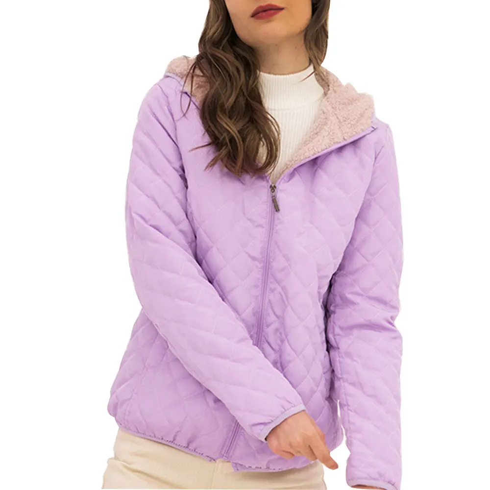 purple CALOFE осенние парки Базовые Куртки женские зимние теплые бархатные флисовые пальто с капюшоном Повседневная хлопковая тонкая куртка женская уличная 3XL - Цвет: purple