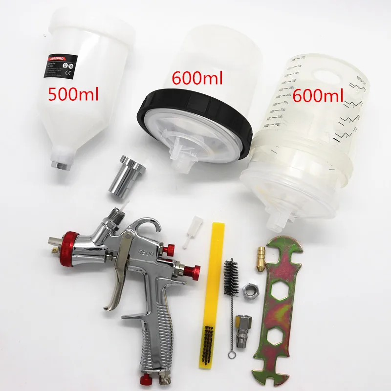 

R500 spray gun high quality LVLP SPRAY GUN gravity feed air spray gun PPS spray gun cup adapter with Mixing cup No-clean tank