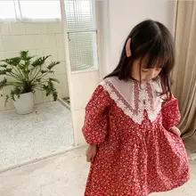 Новое Стильное платье с принтом для девочек, модные хлопковые весенние платья для девочек 1-6 лет, HJ415