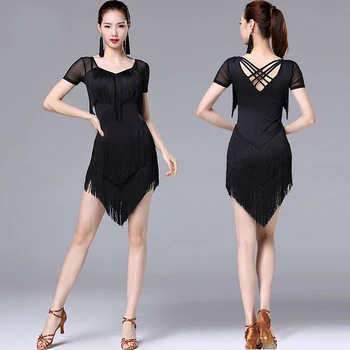 

Tassel Latin Dance Fashion Latin Dance Dress For Women Lady International Standard Ballroom Cha Cha Salsa Dancing Latina Dresses