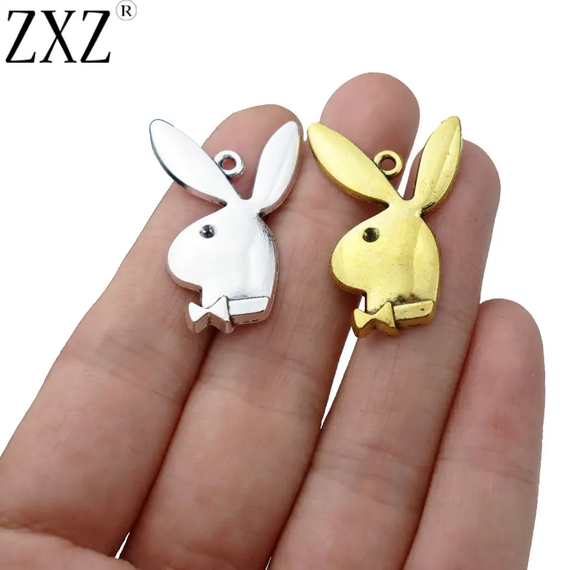 

ZXZ 20 x Tibetan Silver/Gold Tone Rabbit Head Charms Pendant Fit Bracelet Necklace Jewelry Making Findings 31x20mm