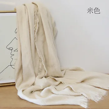 

Luxury Cashmere Scarf Super Soft Warm Comfortable Scarf Blanket with Tassel Wearable Blanket Black White Vs Pink Throw Blankets