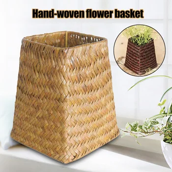 

Hand Woven Wicker Basket Seagrass Organizer Flower Vase Storage Pot Rattan Crafts YE-Hot
