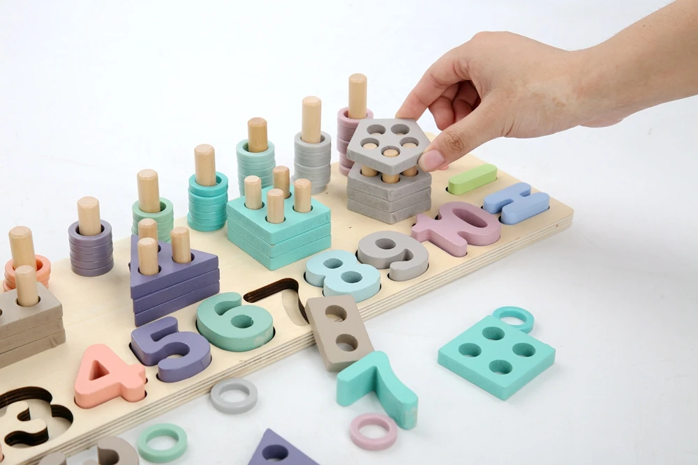 Детские игрушки Монтессори Обучающие деревянные игрушки геометрическая форма познание соответствие Математика Детские Ранние развивающие игрушки для детей