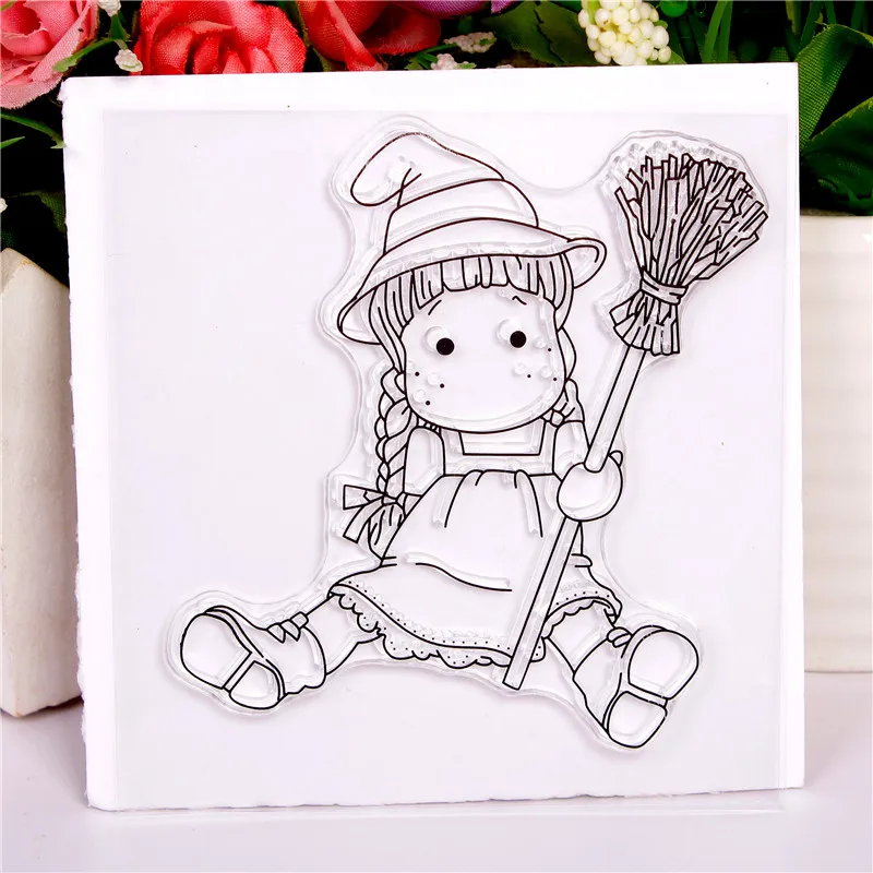 New Girl Cartoon Pattern Scrapbooking Alphabet Stamp Embossing Craft Making Silicone Transparent Stamps | Дом и сад
