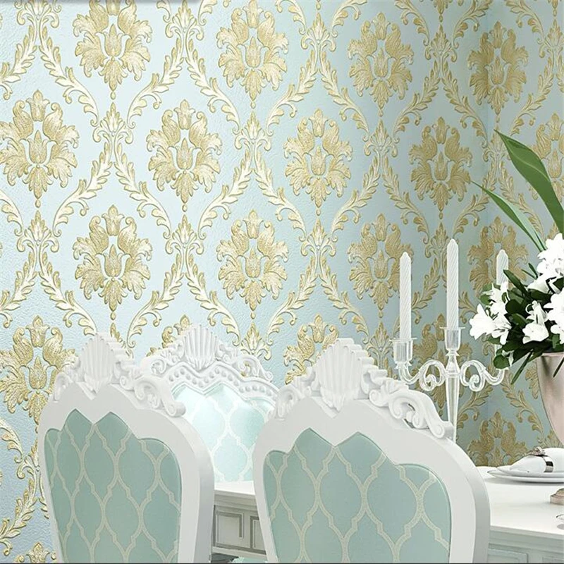 

WELLYU papel de parede European Damascus Wallpaper Waterproof Gold Warm Bedroom Living Room Project TV Background Wall paper