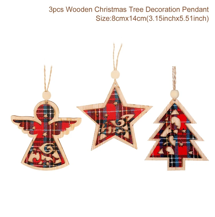 Wooden decor 03 Рождественский Ангел Подвески рождественские украшения Рождественский подарок Navidad Natal Xmas Noel Рождественский Декор год - Цвет: Wooden decor 03