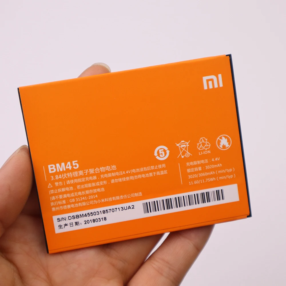 Оригинальный сменный аккумулятор XIAOMI BM45 для Xiaomi Mi Redmi Note 2 оригинальные