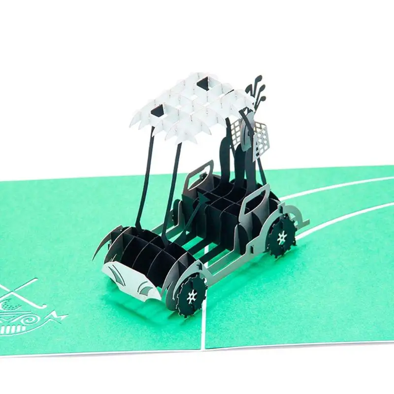 Гольф Cart 3D всплывающие поздравительные открытки ручной работы на день рождения свадебные приглашения Ремесло Искусство