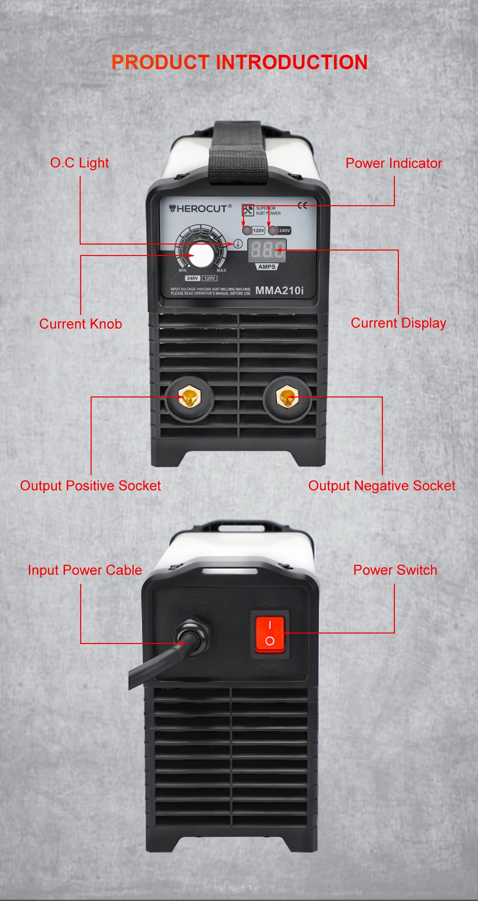 Herocut MMA210i с изолированным затвором(IGBT) 120 V/240 V Arc электросварочный аппарат, сварочный аппарат легко сварки электродом 2,5 3,2 4,0 сварочный аппарат MMA