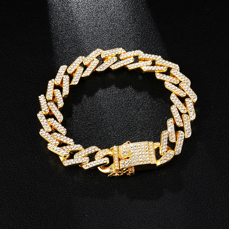 13 мм кубинская цепь Bling Iced Out браслет, полностью из стразов геометрический AAA CZ камень браслеты для мужчин хип-хоп ювелирные изделия