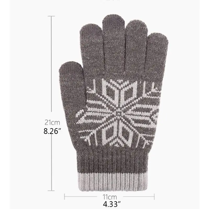 3 Pairs Texting Gloves Warm Touchscreen Gloves Stretch Knitted Mechanic Gloves Soft Winter Gloves Snowflake Pattern