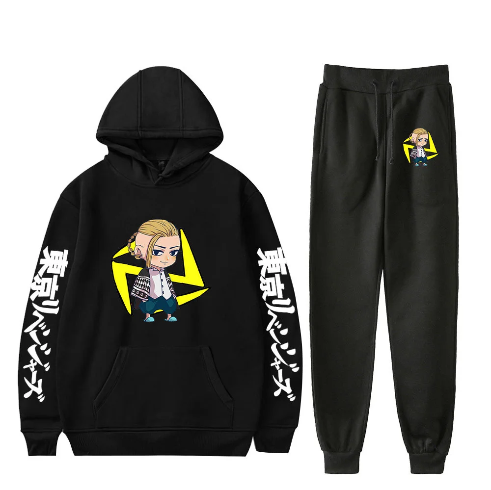 Tokyo Revengers Pants Suit Japanese Anime Cosplay Couple Oversized Hoodies and Sweatpants Set Hooded Sweatshirts Tracksuits Top