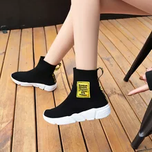 Женская обувь; сезон лето-осень; дышащая женская обувь с высоким берцем; носки без шнуровки; женские ботинки; Feminina