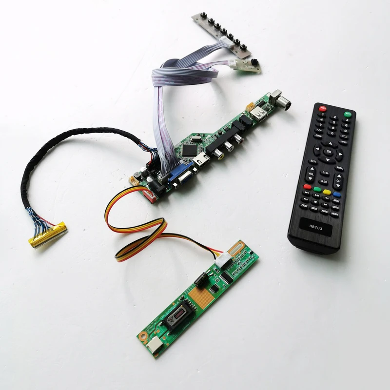 Для LP154W02-A1/B1K1/B1K2 1CCFL 30Pin LVDS VGA HDMI AV USB RF TV56 плата контроллера ЖК-дисплей пульт дистанционного управления+ инвертор+ клавиатура DIY kit
