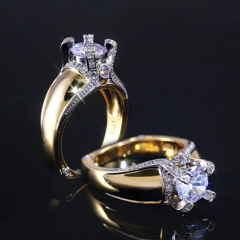 

2020 new brand Rich Tree fashion crown shape inlaid zircon girl gold ring crystal women's ring engagement ring women's jewelry