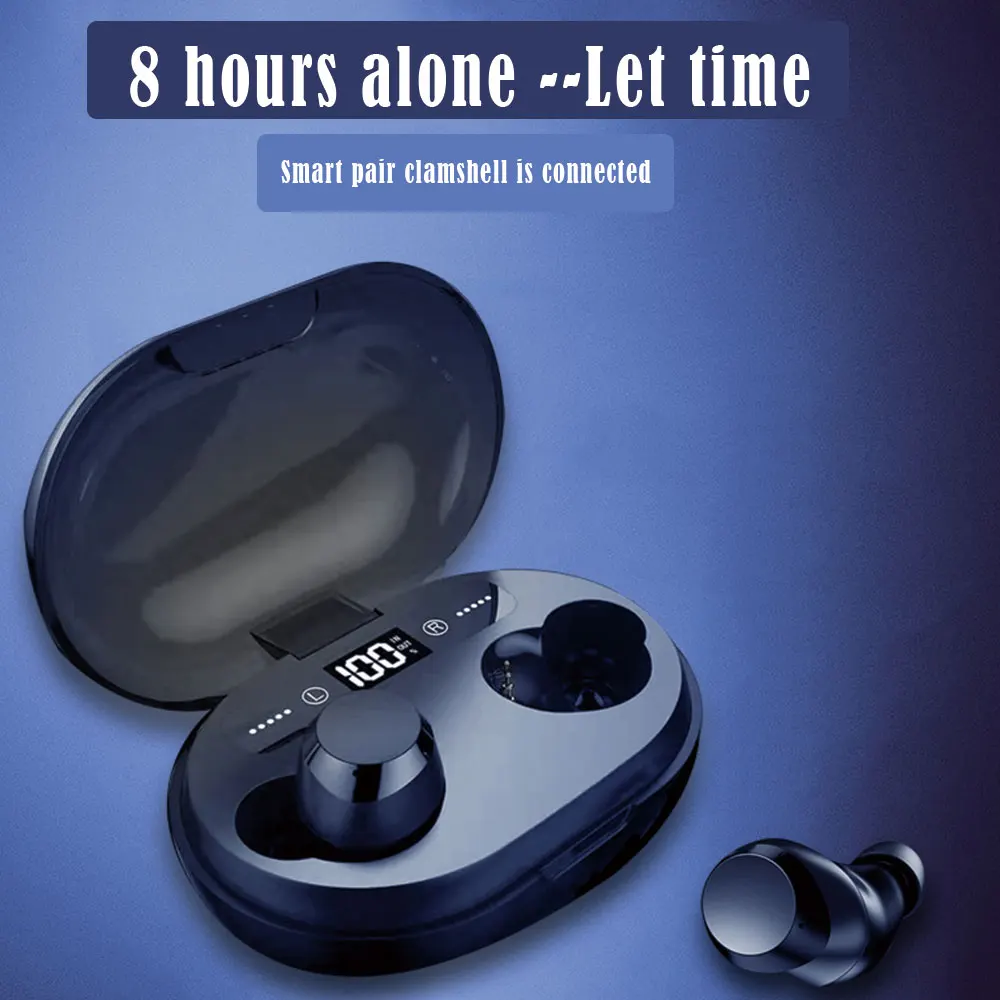 

Bluetooth 5.0 Earphones 6D Stereo Earphone Wireless Headset Waterproof with LED Display 2000mAh charging box PK G02 TWS