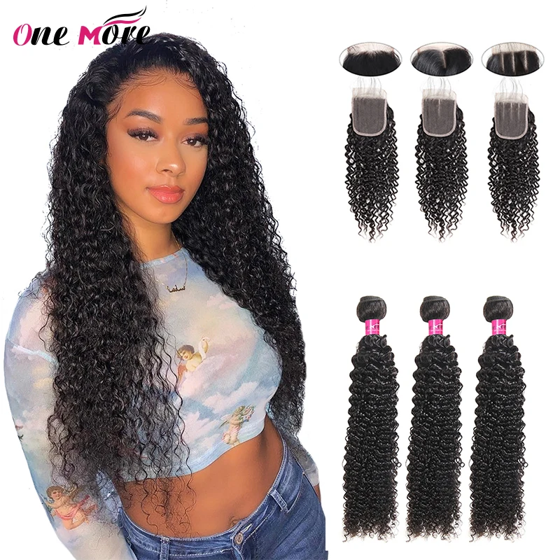 

Mongolian Kinky Curly Bundles with Closure Curly Human Hair Bundles with Closure One More 3 4Bundles Curly Bundles with Closure