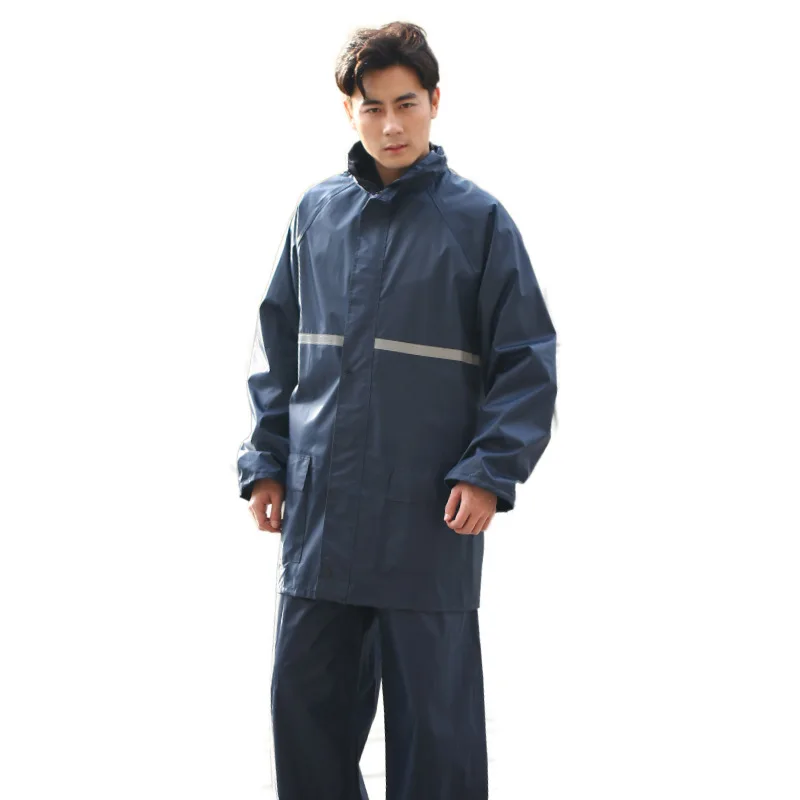 Fashion Reflective Waterproof Rain Coat Suit Motorcycle Brand Men 3 Sizes 420D Oxford Raincoat Quality Rain Wear Pants Coat Set