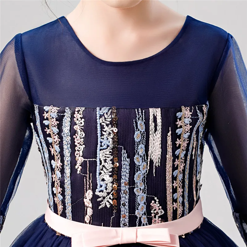 Girls formal dress Floral Kids Girls Princess Bridesmaid Pageant Gown Birthday Party Wedding Dress vestido robe fille #4O29 (19)