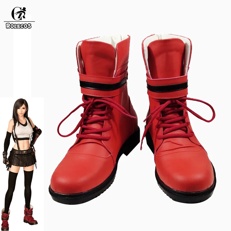 ROLECOS игра FF VII переделка Tifa косплей обувь женские красные сапоги FF7 Lockhart для улицы