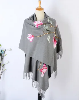 

Women's Embroider yulan Pashmina Cashmere Scarf Winter New Cheong-sam Scarf Shawl Fashion Shawl Scarves Blanket 200*70cm