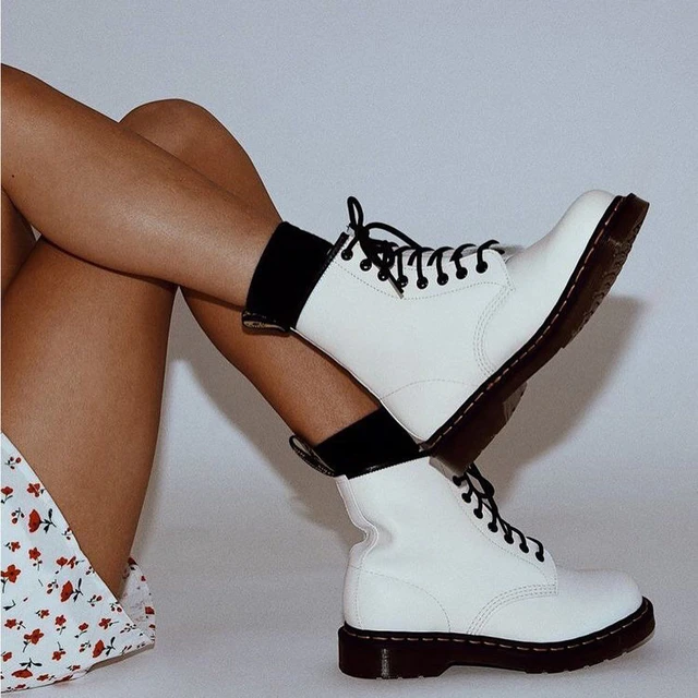 2021 HOT Luxury Brand Platform Combat Boots Women Chunky Martins Shoes White  Ankle Boots Martens Thick Heels Leather Design - AliExpress