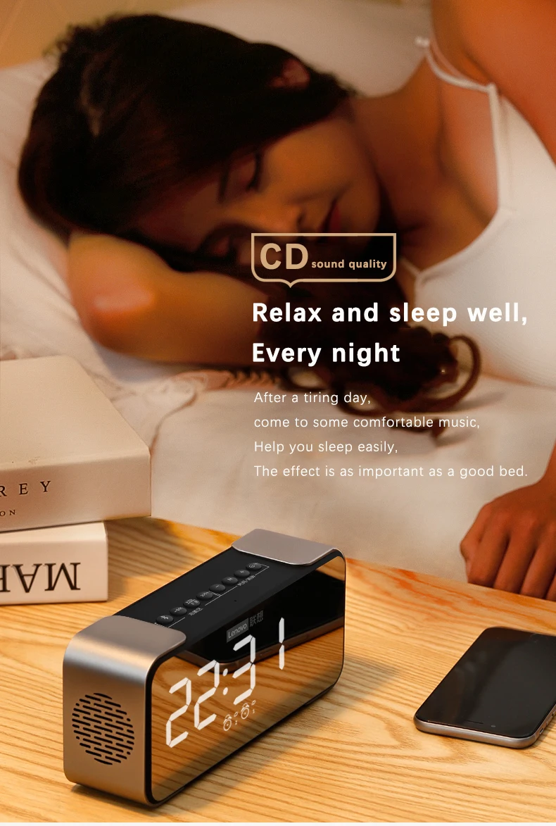 Lenovo L022 LED Alarm Clock Bluetooth Speaker description image 9