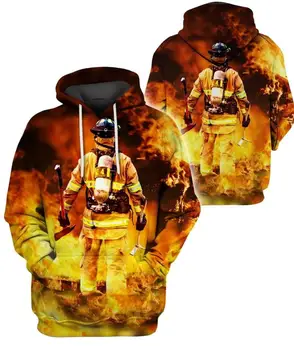 

Firefighter Pattern Men Women flag Hoodies Police 3D Print skull Crewneck Sweatshirt suit Plus size