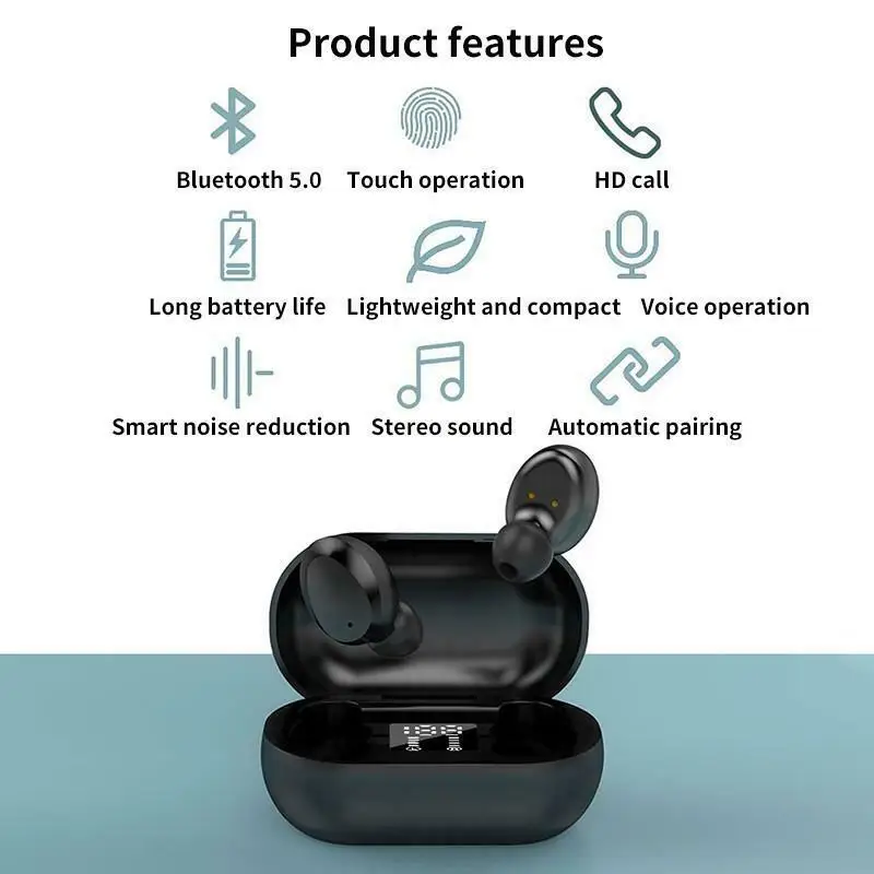 Wireless Bluetooth 5.0 Earphones Mini Tws Earbuds Earphones F12 Noise Reduction Tap Led Display For Huawei Xiaomi Samsung