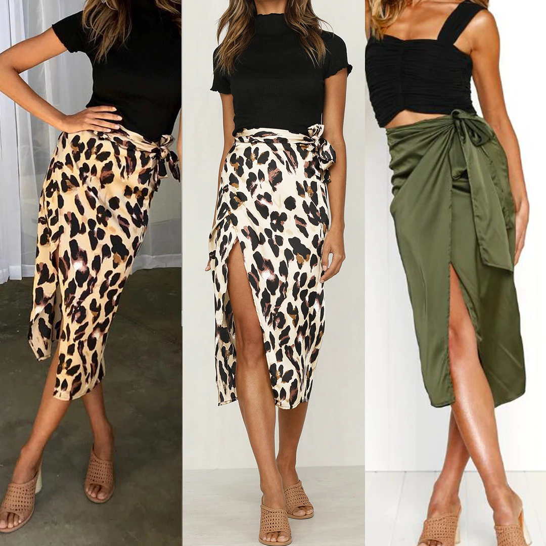 leopard print maxi skirt with split