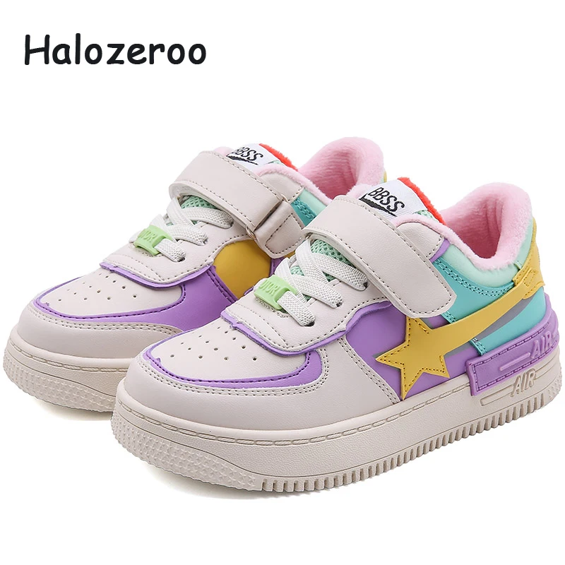 

New Winter Kids Sport Sneakers Children Casual Sneakers Baby Boys Warm Chunky Sneakers Toddler Girls White Brand Shoes Trainers