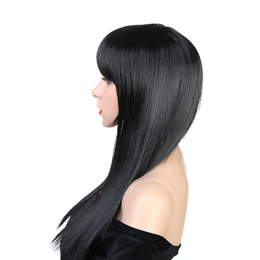 Longas em Linha Sintética com Franja para Afro-americanos Perucas de Cabelo Resistente ao Calor Liangmo Perucas Reta Peruca Fibra Cosplay Sintética 10 sintética com franja para afro-americanos fibra perucas