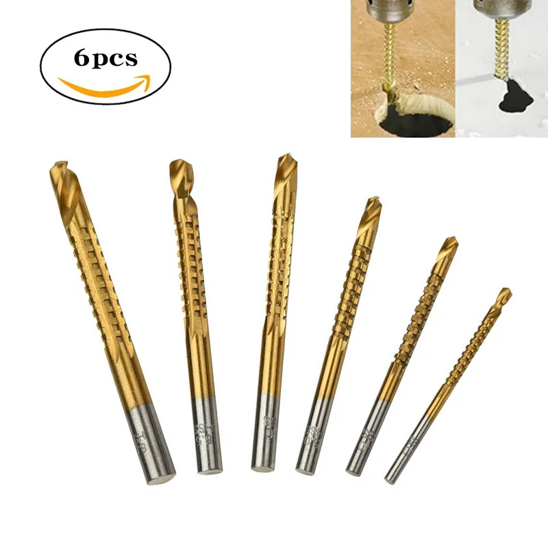 

6pc/set Cobalt Drill Bit Set Serrated Spiral Screw Metric Composite Tap Twist Tools Accessories Cutting Drilling Polishing Tools