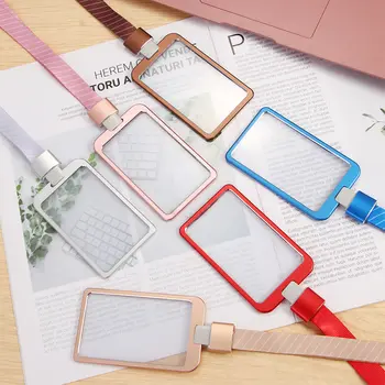 

1PC Aluminum Alloy ID Badge Holders Business Bus Pass Card Case School Office Supplies With Lanyard