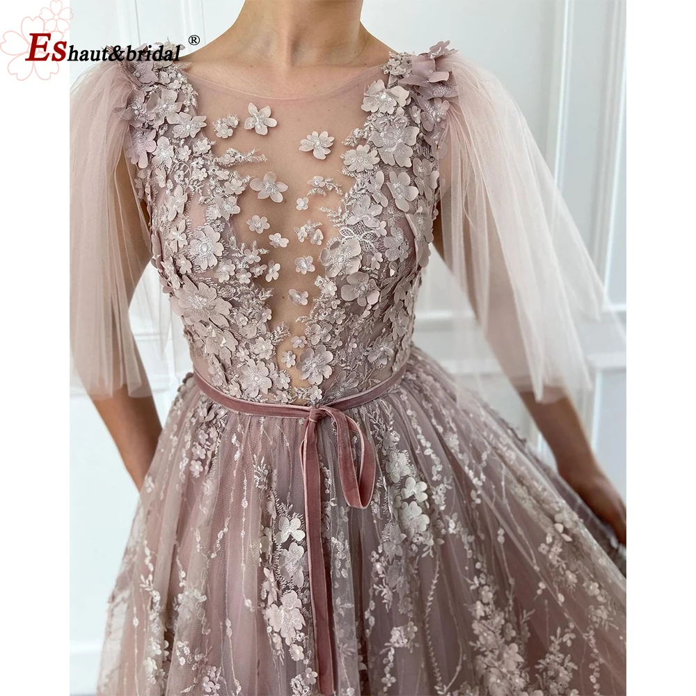 Elegante abito da sera in pizzo con fiori 3D per donna 2021 O collo senza  maniche Aline abiti da cerimonia convenzionali - AliExpress Weddings \u0026  Events