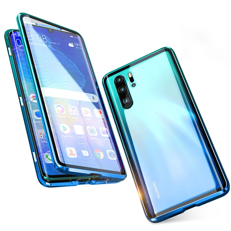 Полный корпус 360 Защитный чехол для huawei P30 Lite Pro магнитный металлический бронированный бампер Сенсорное стекло Защитная крышка huawei P30Lite чехол O