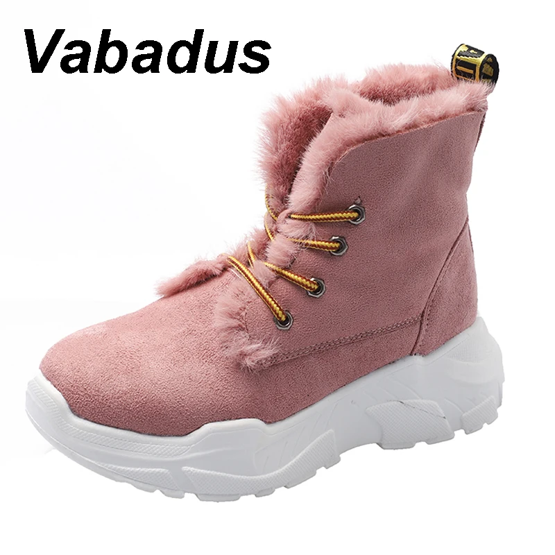 Женские замшевые ботильоны Vabadus теплые зимние на платформе со шнуровкой толстой плоской подошве